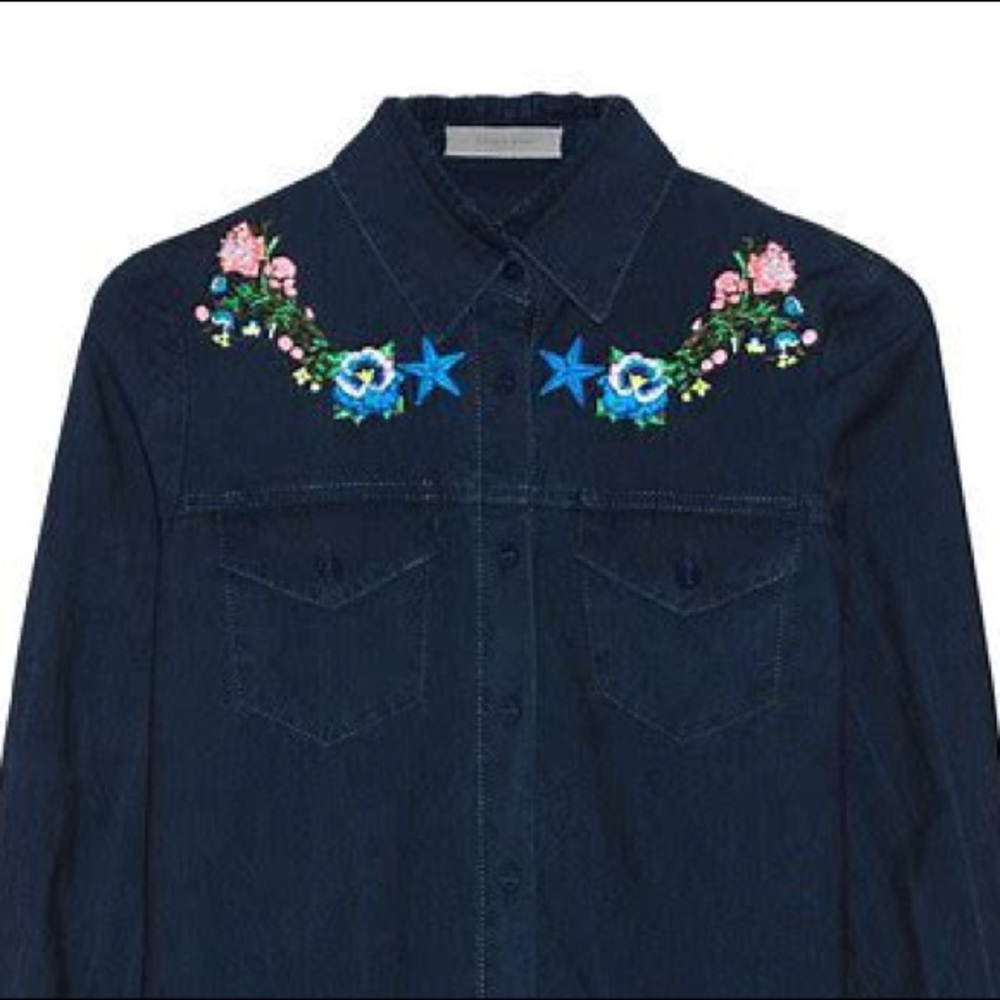 NWT Preen Line Nevada Embroidered Chambray Shirt Indigo Size Small - Picture 6 of 12